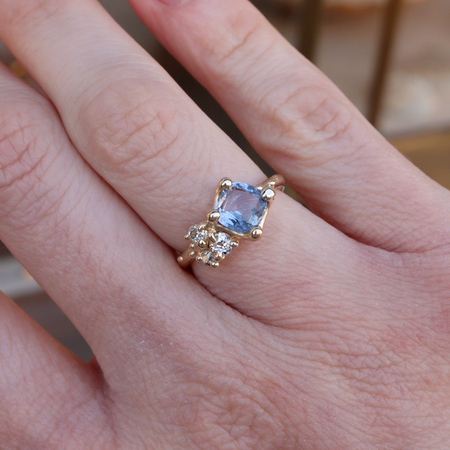 Denim blue sapphire engagement ring