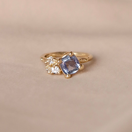 Denim blue sapphire engagement ring