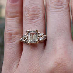 Blush Pink Sapphire and Antique Diamond Engagement Ring