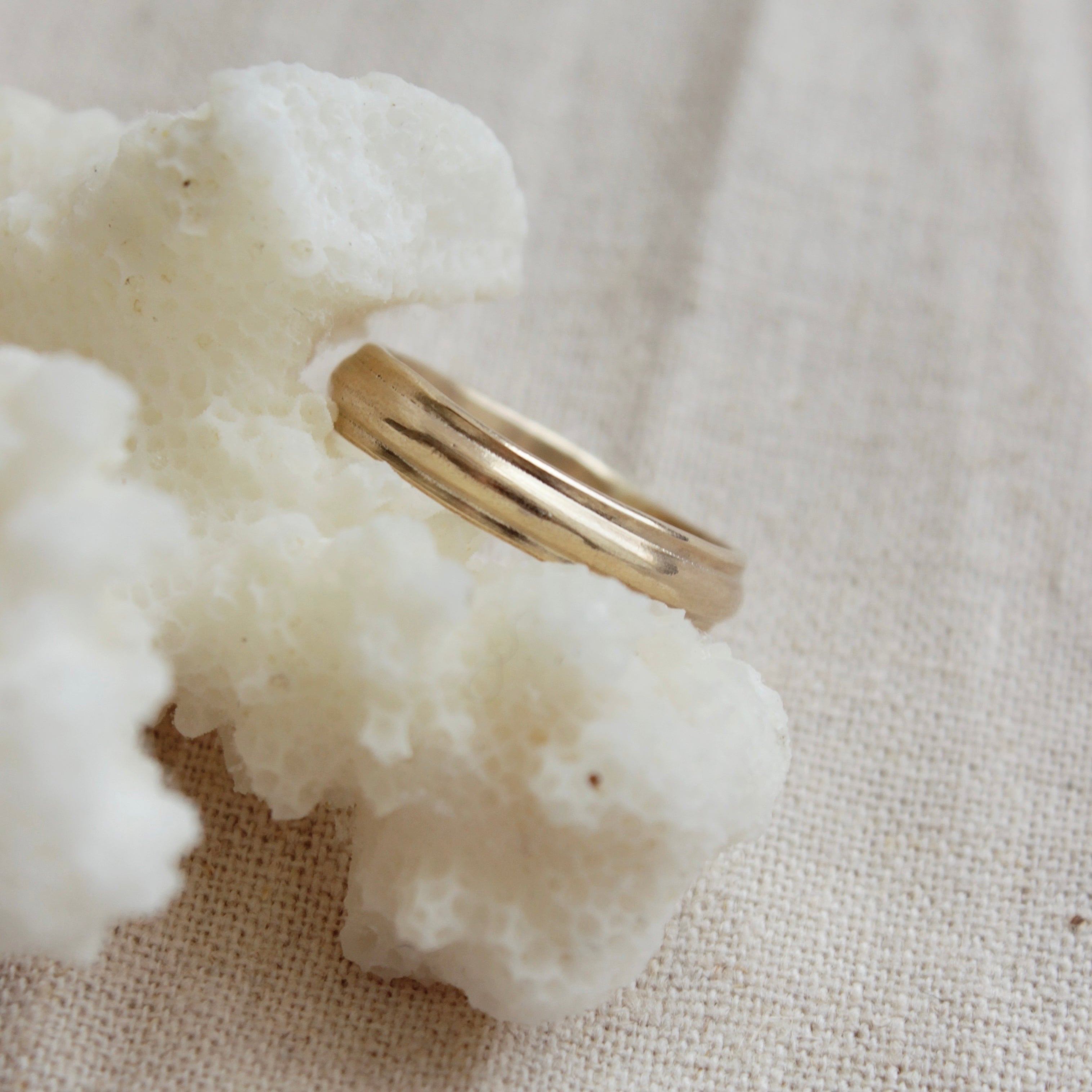 Gold Ridged Wedding Band