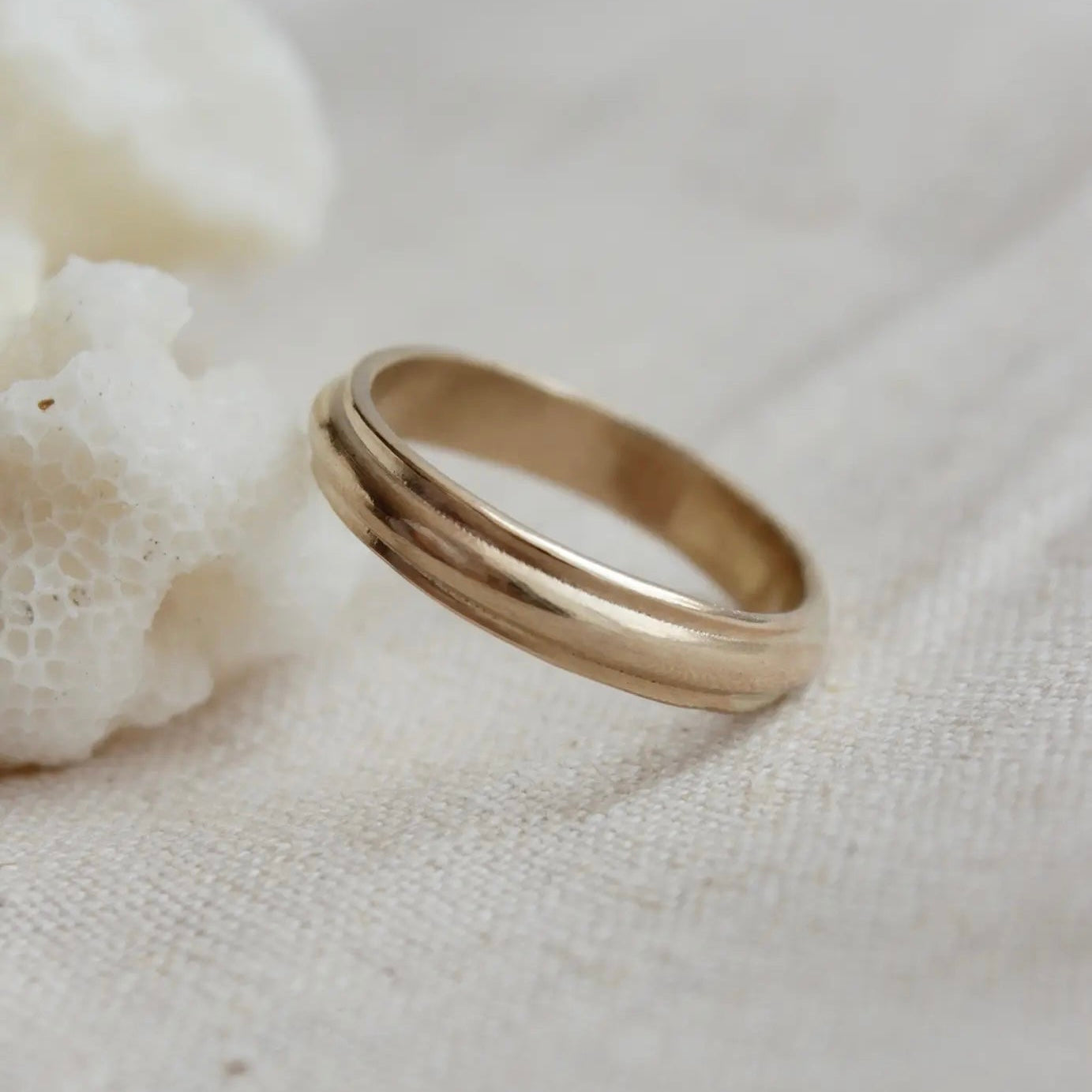 Gold Ridged Wedding Band